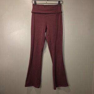 Chrome Riot Women's Bootcut Foldover Yoga Pants Size M Burgundy Active